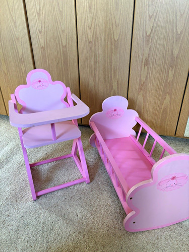 Pink wooden doll nursery - wooden,