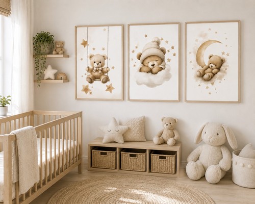 Teddy nursery set prints - set,