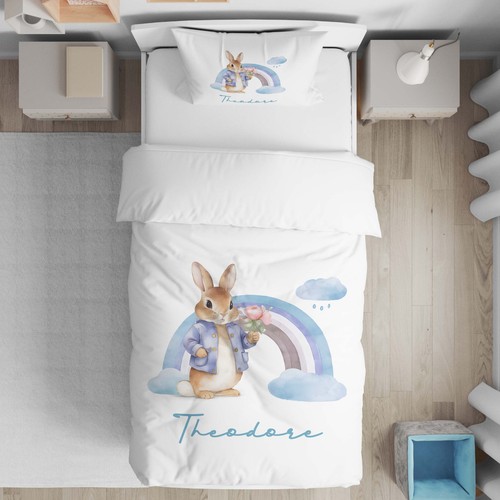 Personalised blue rabbit cot - personalised,