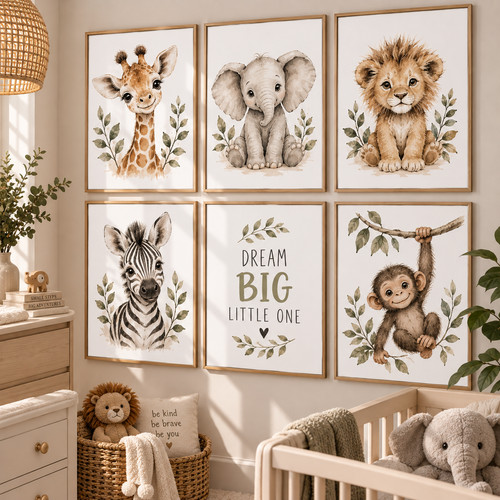 Safari nursery prints - set, of