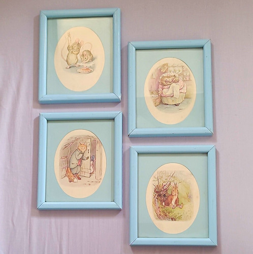 Set blue vintage framed - of,