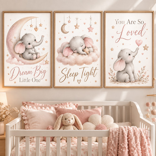 Baby elephant nursery - elephant, prints