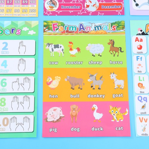 6pcs early learning poster - learning, set