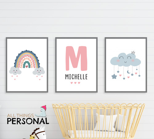 Personalised nursery print set - personalised,