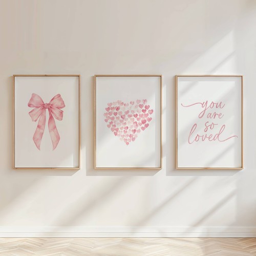 Pink bow nursery wall art - bow,