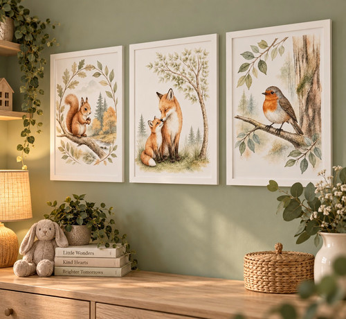 Framed woodland animal nursery - framed,