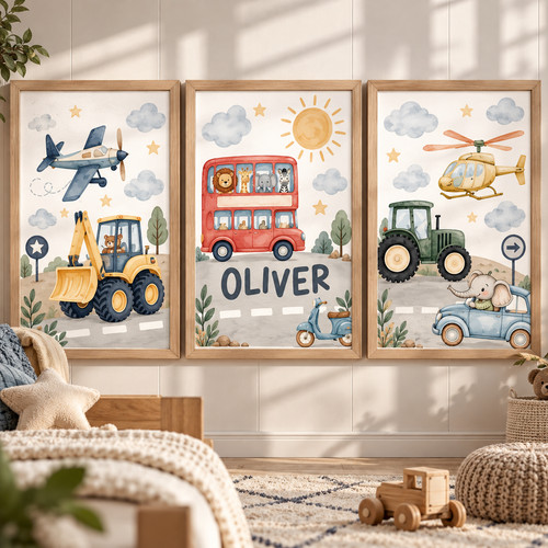 Personalised transport nursery - personalised,